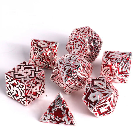 Die Hard Dice: 7pc RPG Set - Runeweaver Shiny Silver w/ Red