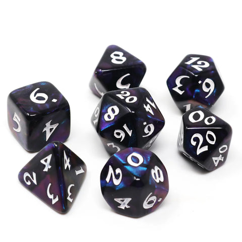 RPG Dice Set (7) - Elessia Moonstone Deepwalker with White