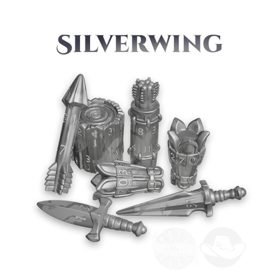 Polyhero Ranger 8 Dice Set in Silverwing