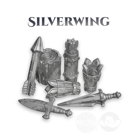 Polyhero Ranger 8 Dice Set in Silverwing