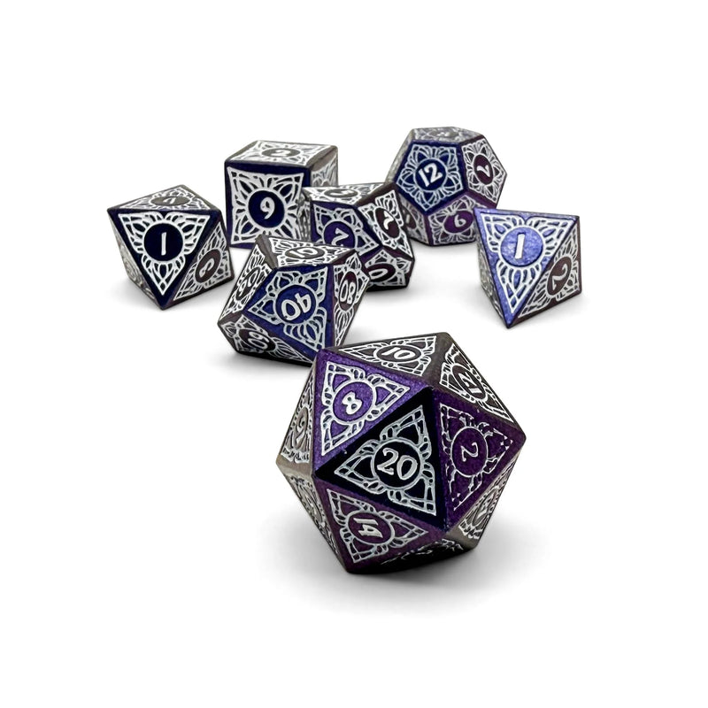 Sylvan Weaver 7 Piece Metal RPG Dice Set - Wisp Caller
