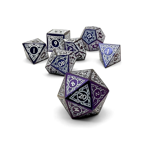 Sylvan Weaver 7 Piece Metal RPG Dice Set - Wisp Caller