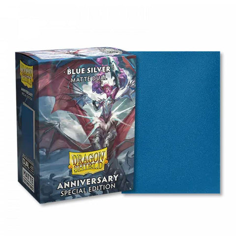 Dragon Shield Dual Sleeves Matte: Anniversary Special Edition: Cobalt-Silver (100)
