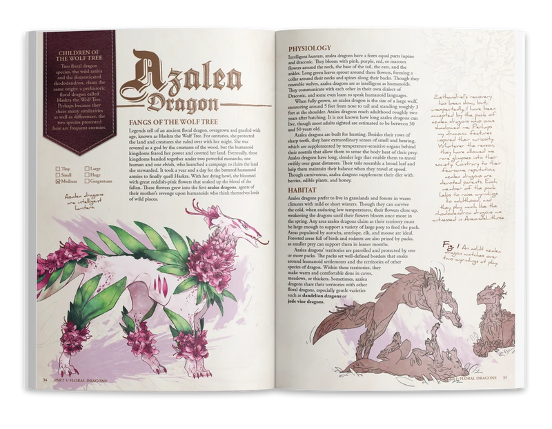 The Field Guide To Floral Dragons: Flower Dragon Bestiary - 5e D&D (Hardcover)