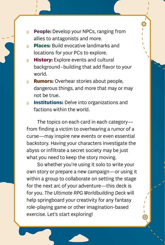 Ultimate RPG Worldbuilding Deck by James D’Amato: Flashcards; 79 pages / English