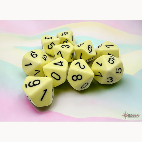 Ten D10 Set (10) - Opaque Pastel Yellow/Black
