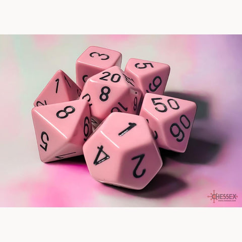 RPG Dice Set (7) - Opaque Pastel Pink/Black
