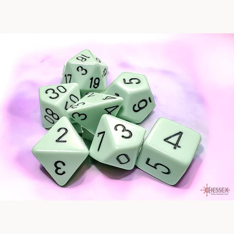 RPG Dice Set (7) - Opaque Pastel Green/Black