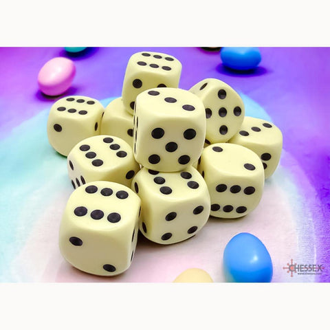 16mm D6 Dice Block (12) - Pastel Yellow/Black