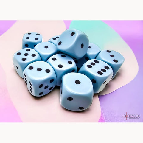 16mm D6 Dice Block (12) - Pastel Blue/Black