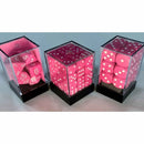 12mm D6 Dice Block (36) - Opaque Pink/White