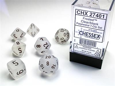 RPG Dice Set (7) - Frosted Clear/Black (CHX27401)