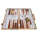 Tan Map Style Leatherette Backgammon Set, 14.75 x 9.75 in.
