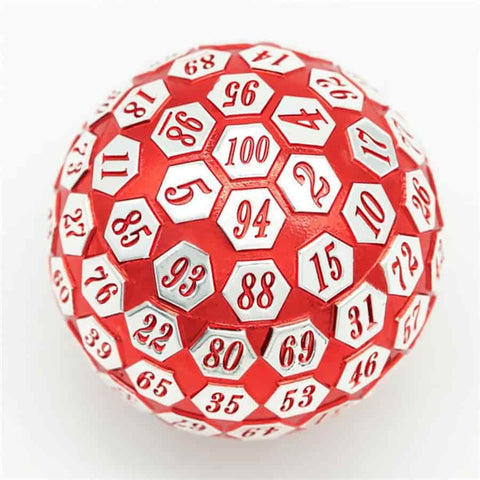 45mm Metal D100: Red/Silver - Foam Brain Games