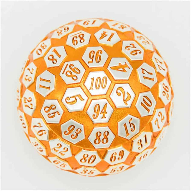 45mm Metal D100: Orange/Silver - Foam Brain Games