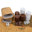 Tan Map Style Leatherette Backgammon Set, 14.75 x 9.75 in.