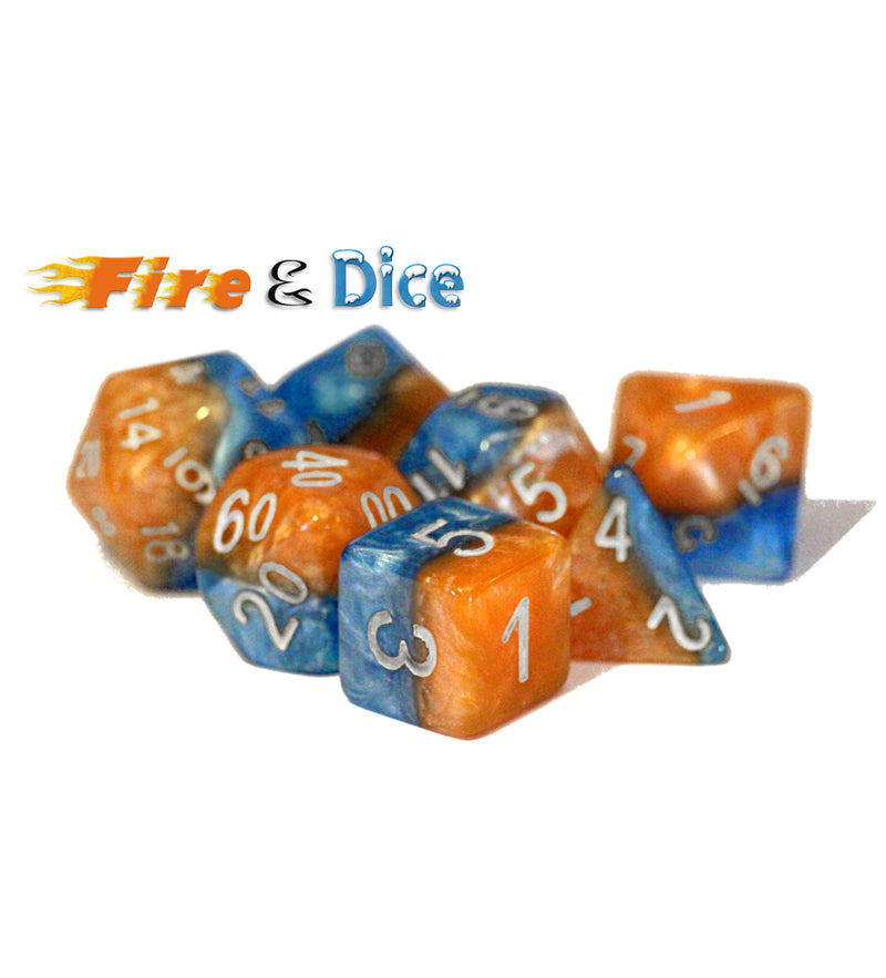 RPG 7 Dice Set: Halfsies Dice - 'Fire & Dice'