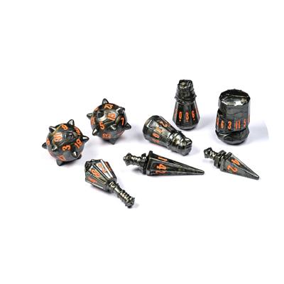 Polyhero Warrior 8 Dice Set in Steel Grey