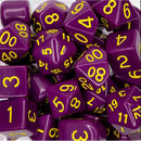 18mm D6 Dice Set (8) - Opaque Dark Purple w/ Yellow