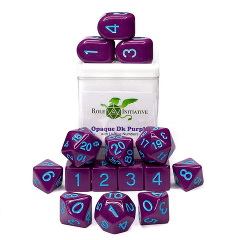Dice Set (15) - Opaque Dark Purple w/ Arch'd4