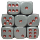 18mm D6 Dice Set (8) - Opaque Dark Gray w/ Red