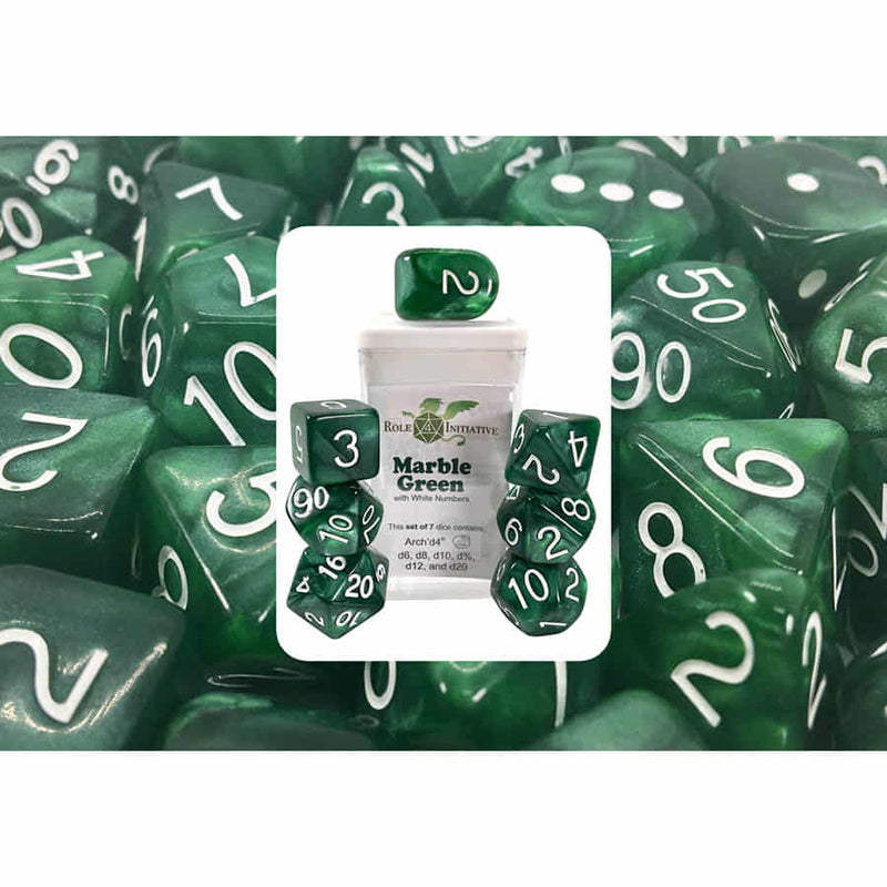 Dice Set (7) - Marble Green Arch'd4