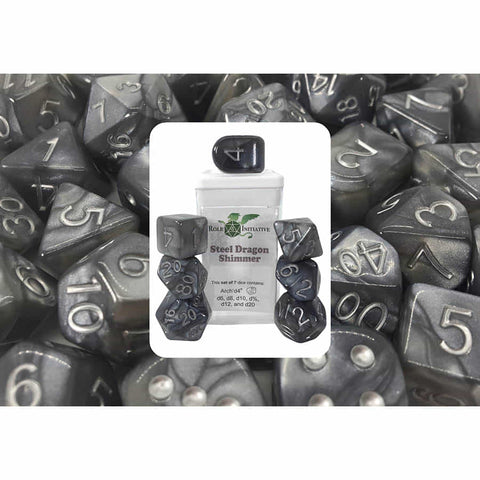 Dice Set (7) - Steel Dragon Shimmer Arch'd4