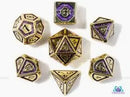 Hymgho Solid Metal Sorcerer RPG Dice set - Gold w/ Purple