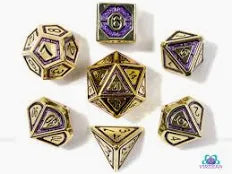 Hymgho Solid Metal Sorcerer RPG Dice set - Gold w/ Purple