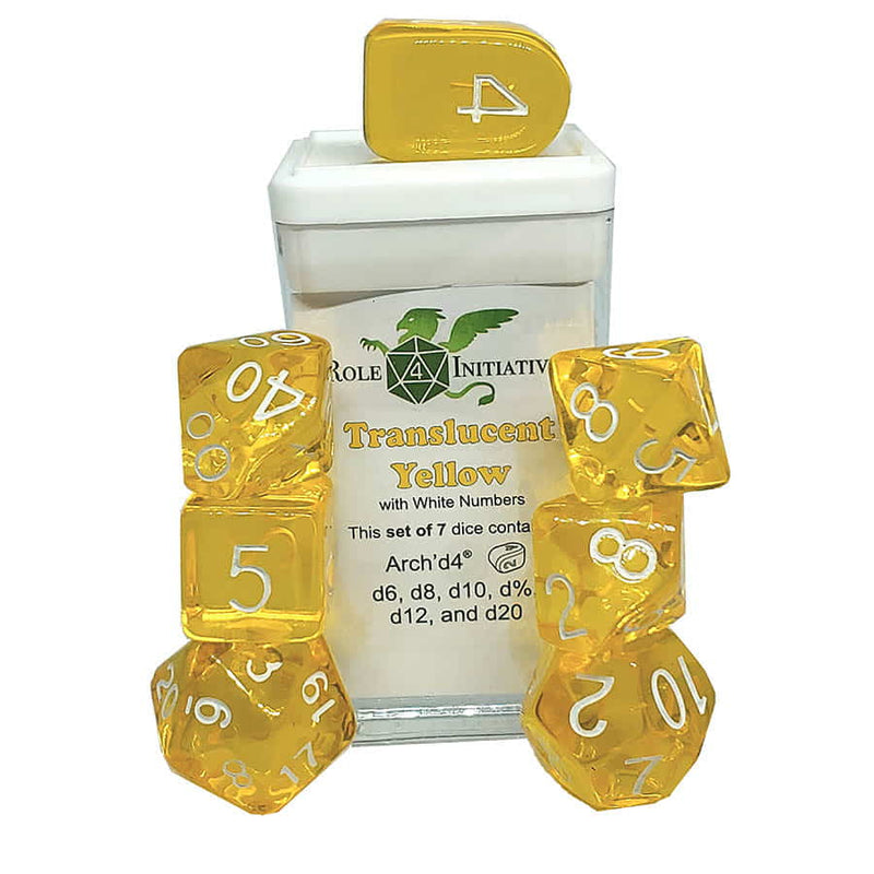 Dice Set (7) - Translucent Yellow w/ Arch'd4