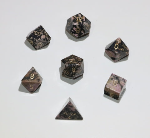Gemstone Dice: Rhodonite - 7pc Set (16mm)