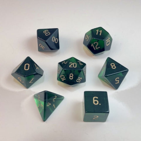 Gemstone Dice: Emerald Zircon - 7pc Set (16mm)