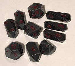 Gemstone Dice: Hematite - 10pc Hybrid Set (16mm)