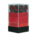 Picture of the Dice: 12 Smoke w/red Translucent 16mm D6 Dice Block (12) - CHX23618
