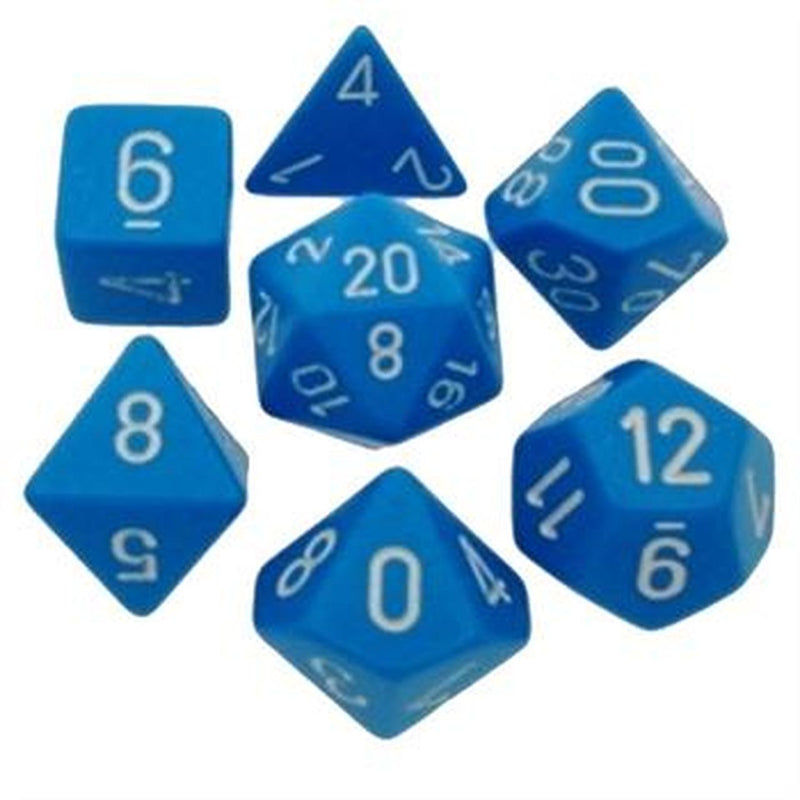Picture of the Dice: Opaque Light Blue / White 7 Dice Set - CHX25416