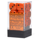 Picture of the Dice: 12 Orange w/black Opaque 16mm D6 Dice Block (12) - CHX25603