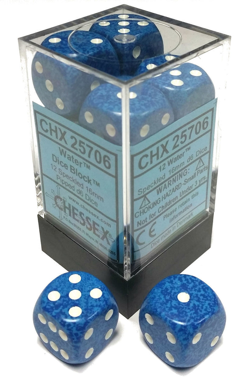 Picture of the Dice: 12 Water Speckled 16mm D6 Dice Block (12) - CHX25706