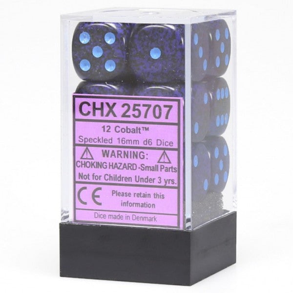 Picture of the Dice: 12 Cobalt Speckled 16mm D6 Dice Block (12) - CHX25707