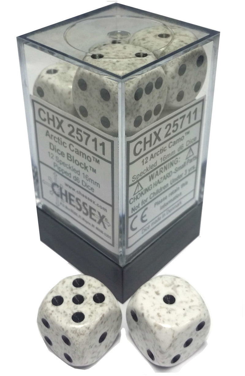 Picture of the Dice: 12 Arctic Camo Speckled 16mm D6 Dice Block (12) - CHX25711