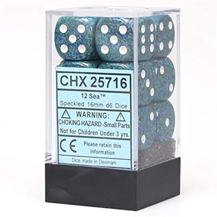 Picture of the Dice: 12 Sea Speckled 16mm D6 Dice Block (12) - CHX25716