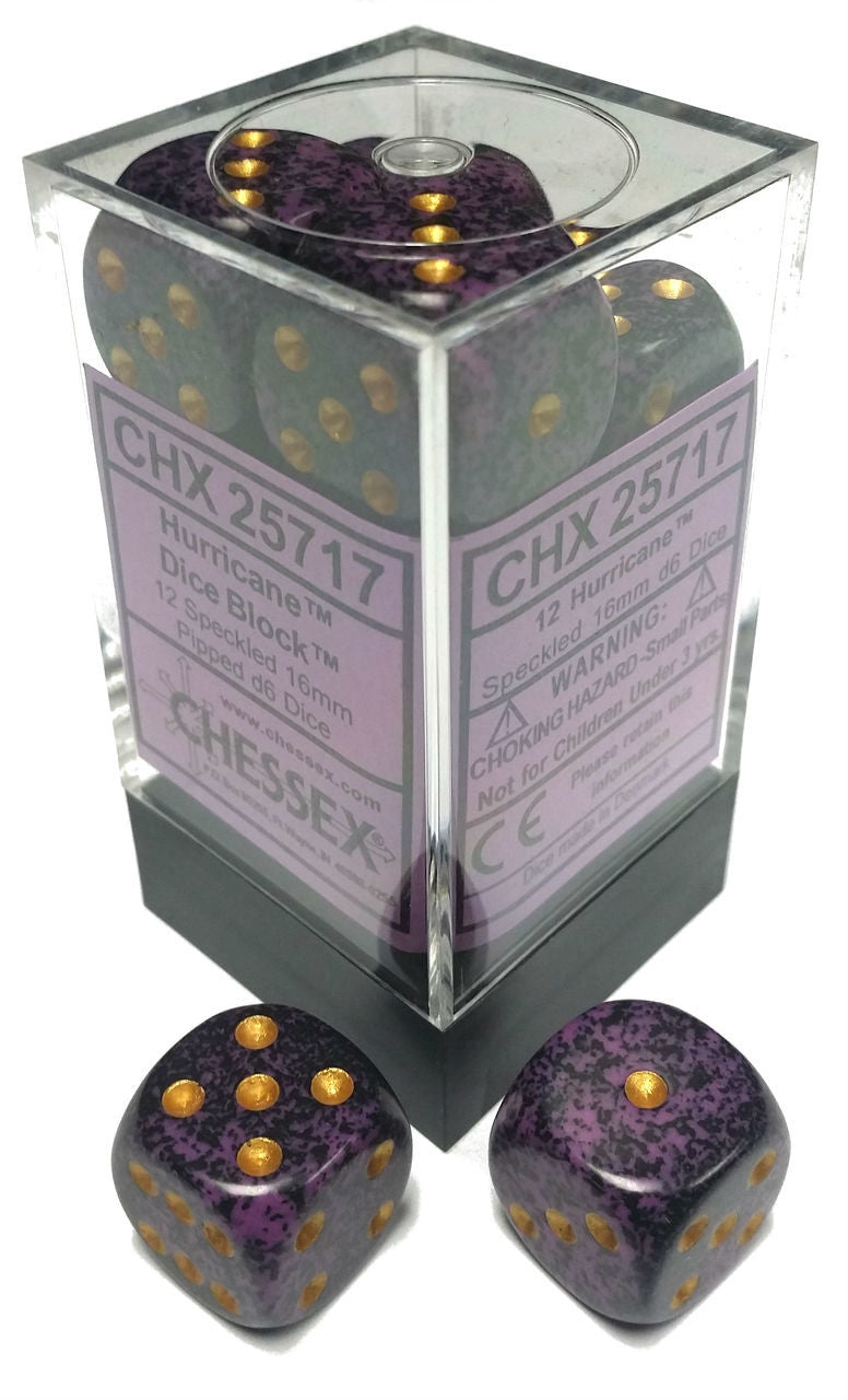 Picture of the Dice: 12 Hurricane Speckled 16mm D6 Dice Block (12) - CHX25717