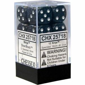 Picture of the Dice: 12 Ninja Speckled 16mm D6 Dice Block (12) - CHX25718