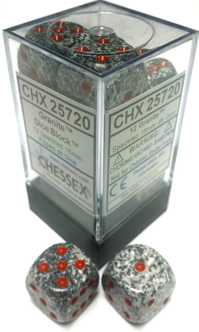 Picture of the Dice: 12 Granite Speckled 16mm D6 Dice Block (12) - CHX25720
