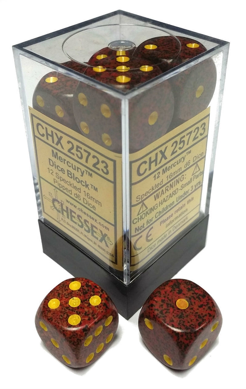 Picture of the Dice: 12 Mercury Speckled 16mm D6 Dice Block (12) - CHX25723