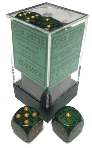 Picture of the Dice: 12 Golden Recon Speckled 16mm D6 Dice Block (12) - CHX25735