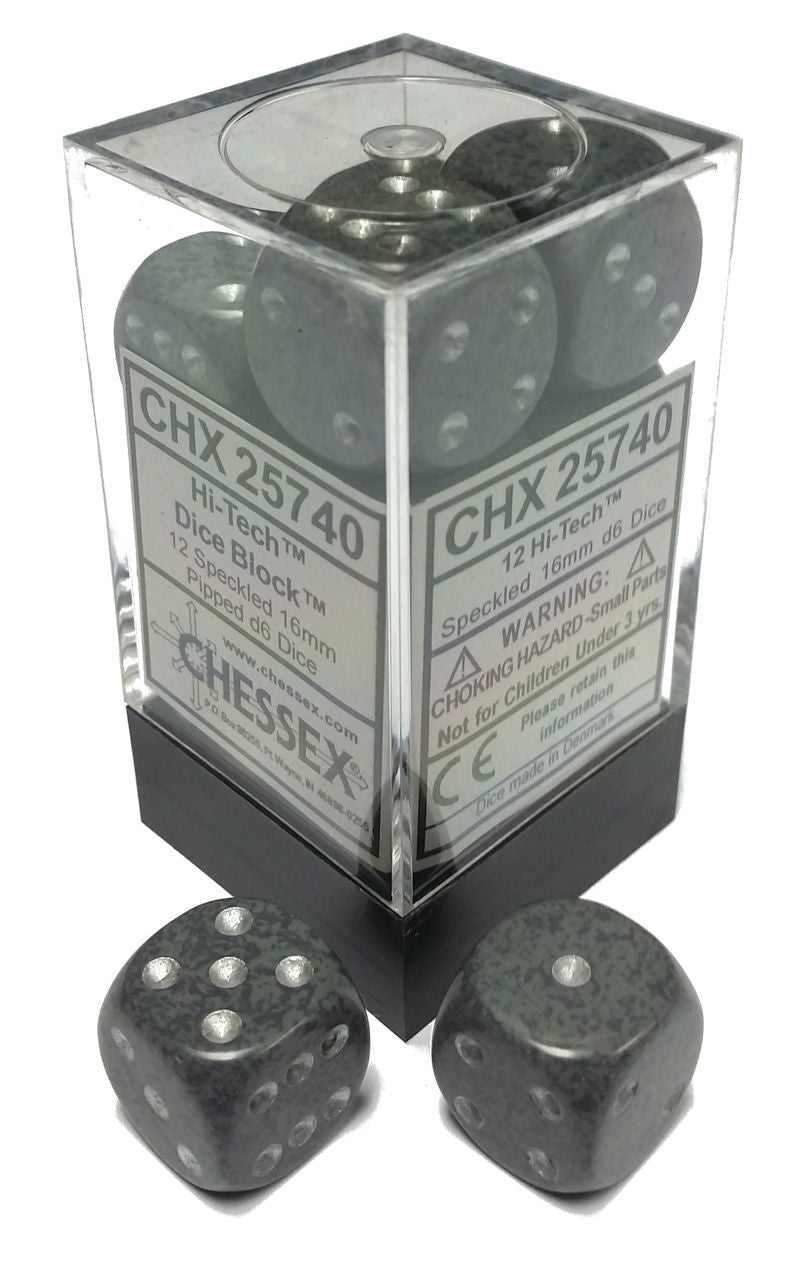 Picture of the Dice: 12 Hi-Tech Speckled 16mm D6 Dice Block (12) - CHX25740
