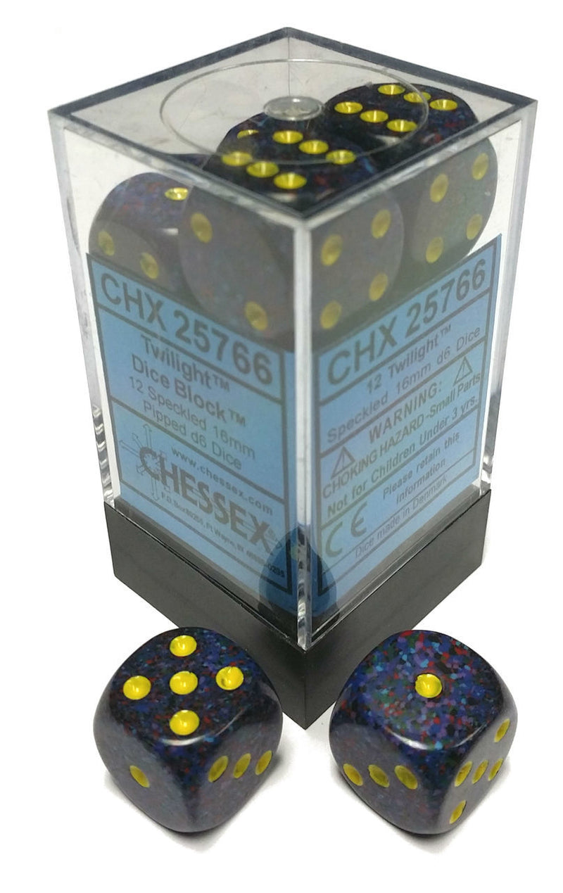 Picture of the Dice: 12 Twilight Speckled 16mm D6 Dice Block (12) - CHX25766