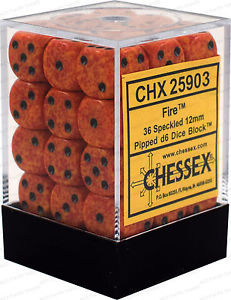 Picture of the Dice: 36 Fire Speckled 12mm D6 Dice Block (12) - CHX25903