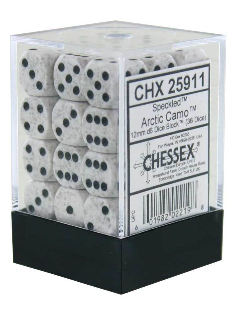 Picture of the Dice: 36 12mm Arctic Camo Speckled D6 Dice - CHX25911