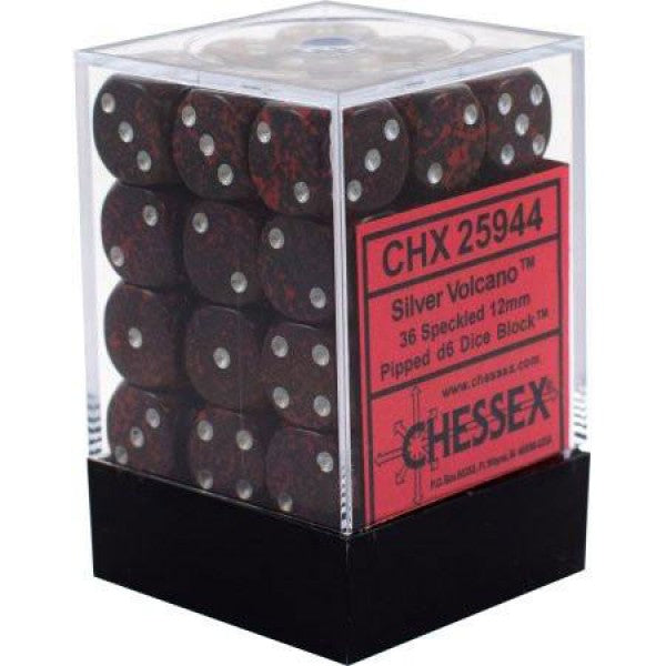 Picture of the Dice: 36 Silver Volcano Speckled 12mm D6 Dice Block (12) - CHX25944